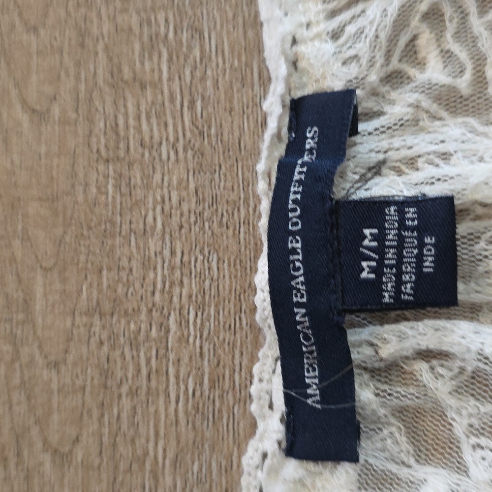 American Eagle Outfitters Sheer Lace Blouse - White Size Medium - Picture 2 of 7